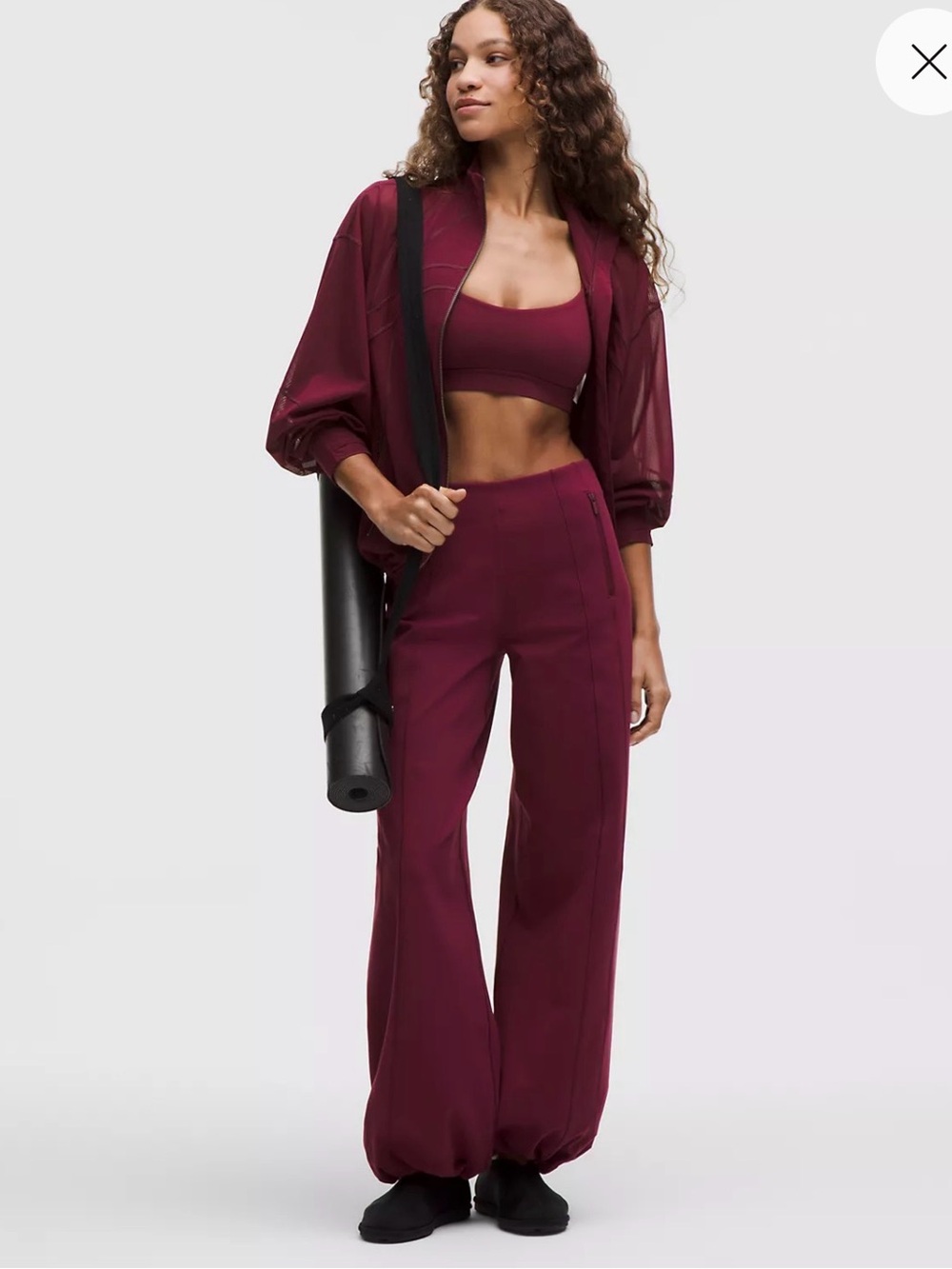 Define High-Rise Wide-Leg Pant Luon Burgundy Bay NWT large